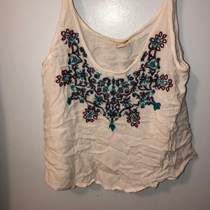 White beaded cropped tank top